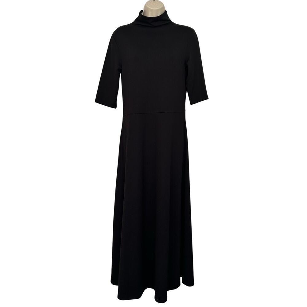Vince Elbow Sleeve Turtleneck Dress Women's Medium Black Excellent Condition